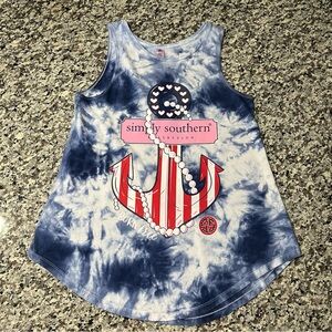 Simply Southern Top M Tie-Dye Anchor Tank Blue